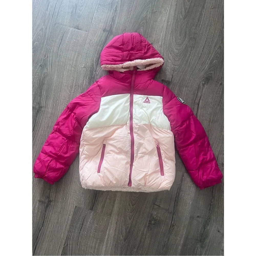 Reebok Girls Reversible Colorblock Puffer Jacket, New size 14-16